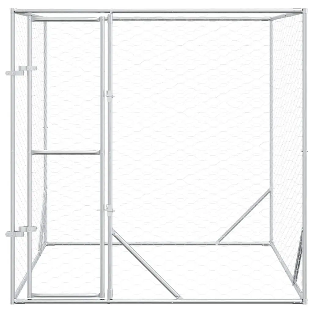 Outdoor Dog Kennel Spacious Enclosure 2x2x2m Silver
