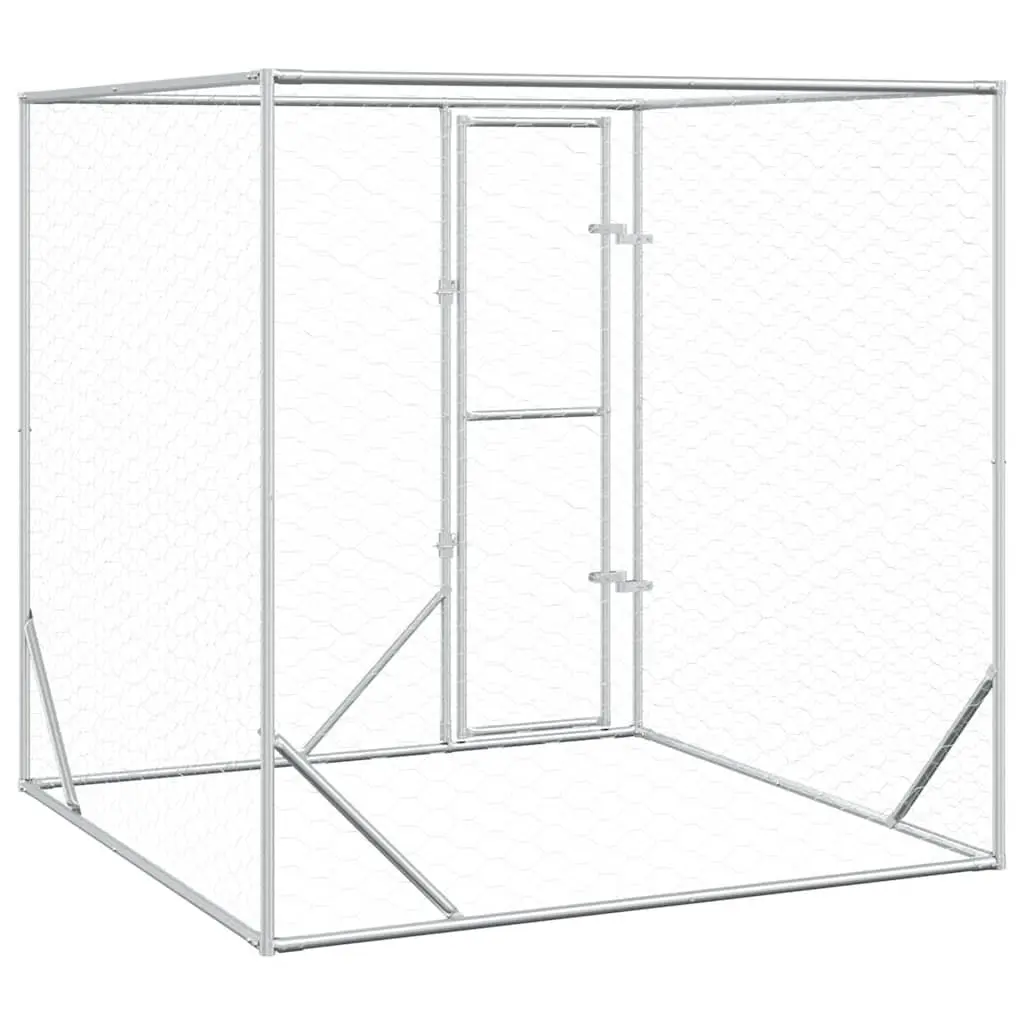 Outdoor Dog Kennel Spacious Enclosure 2x2x2m Silver
