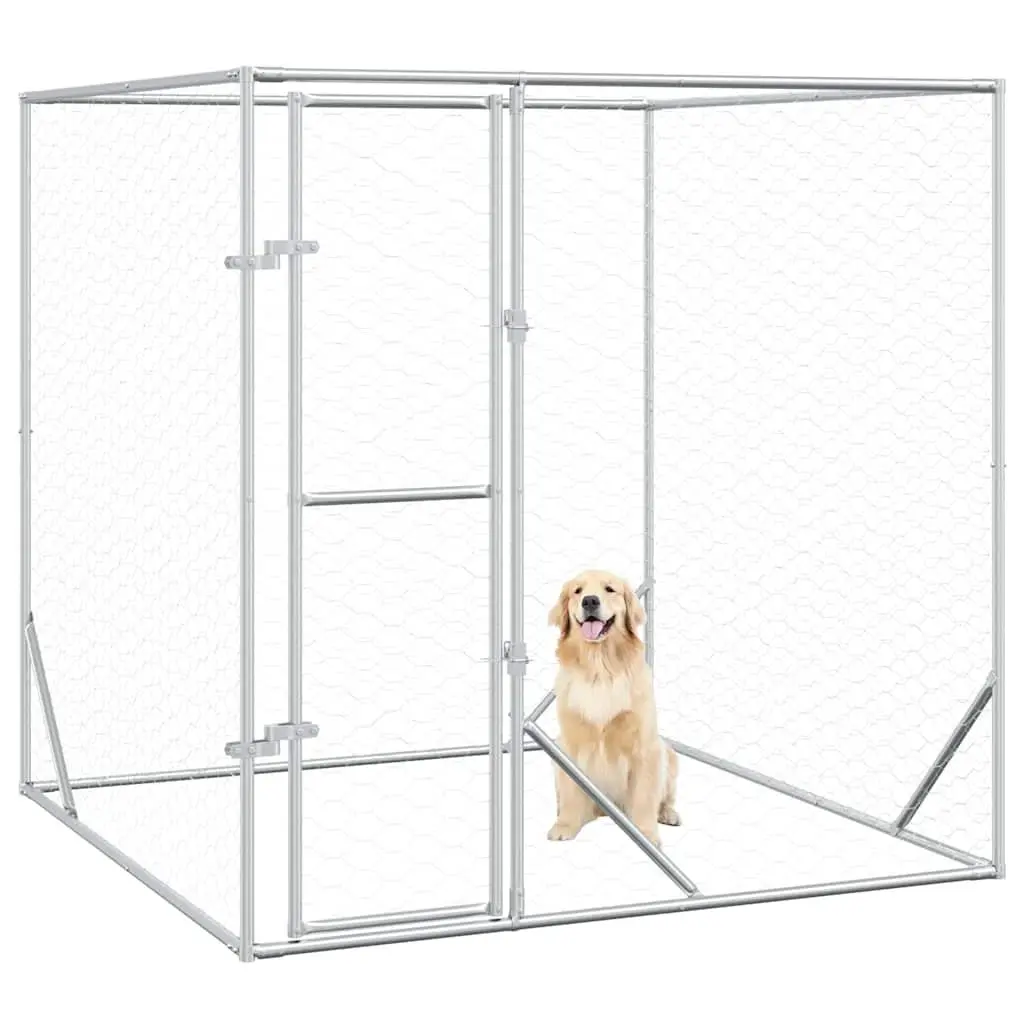 Outdoor Dog Kennel Spacious Enclosure 2x2x2m Silver