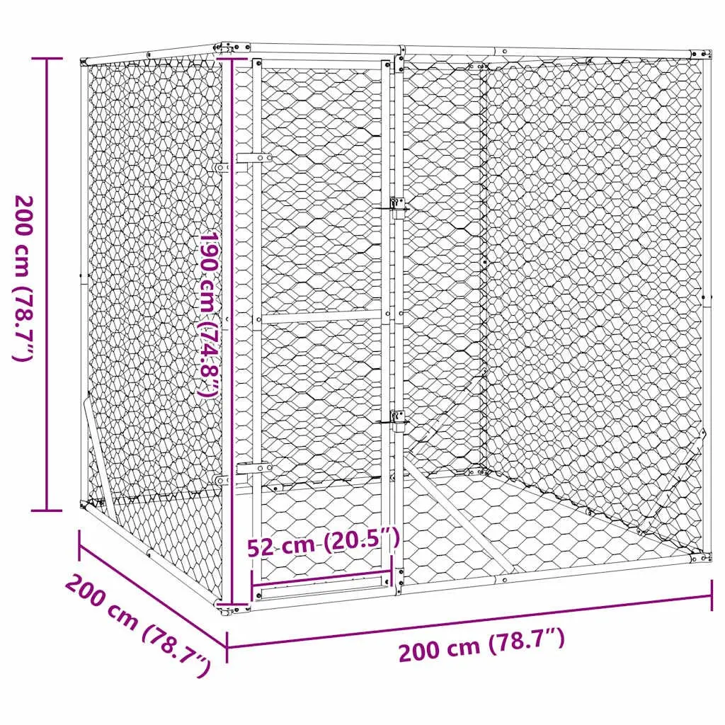 Outdoor Dog Kennel Spacious Enclosure 2x2x2m Silver