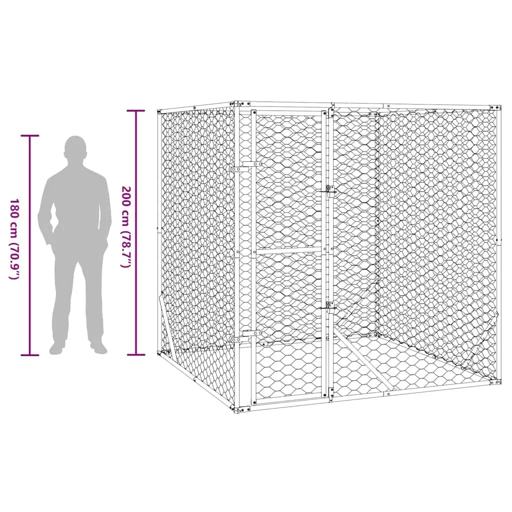 Outdoor Dog Kennel Spacious Enclosure 2x2x2m Silver