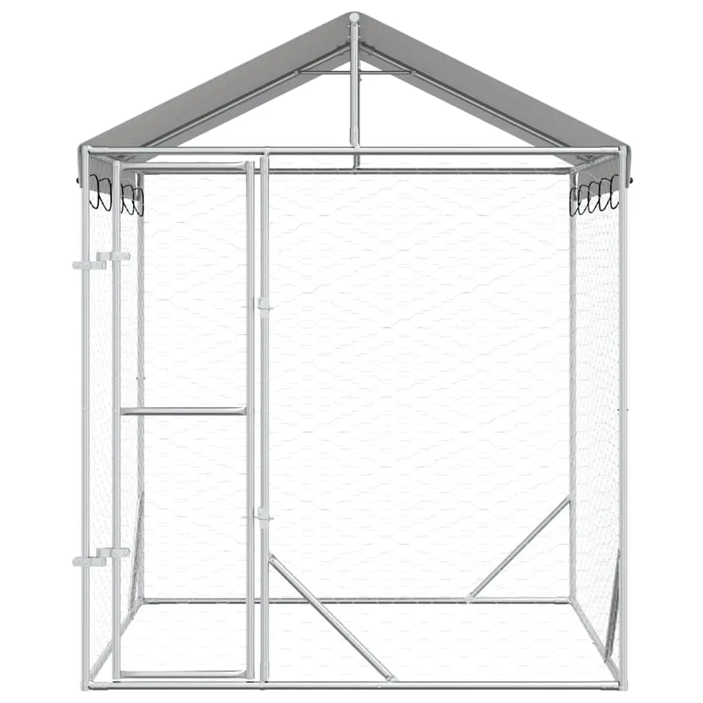 Outdoor Dog Kennel Run Spacious Animal Enclosure 2 x 2 x 2.5 m Silver