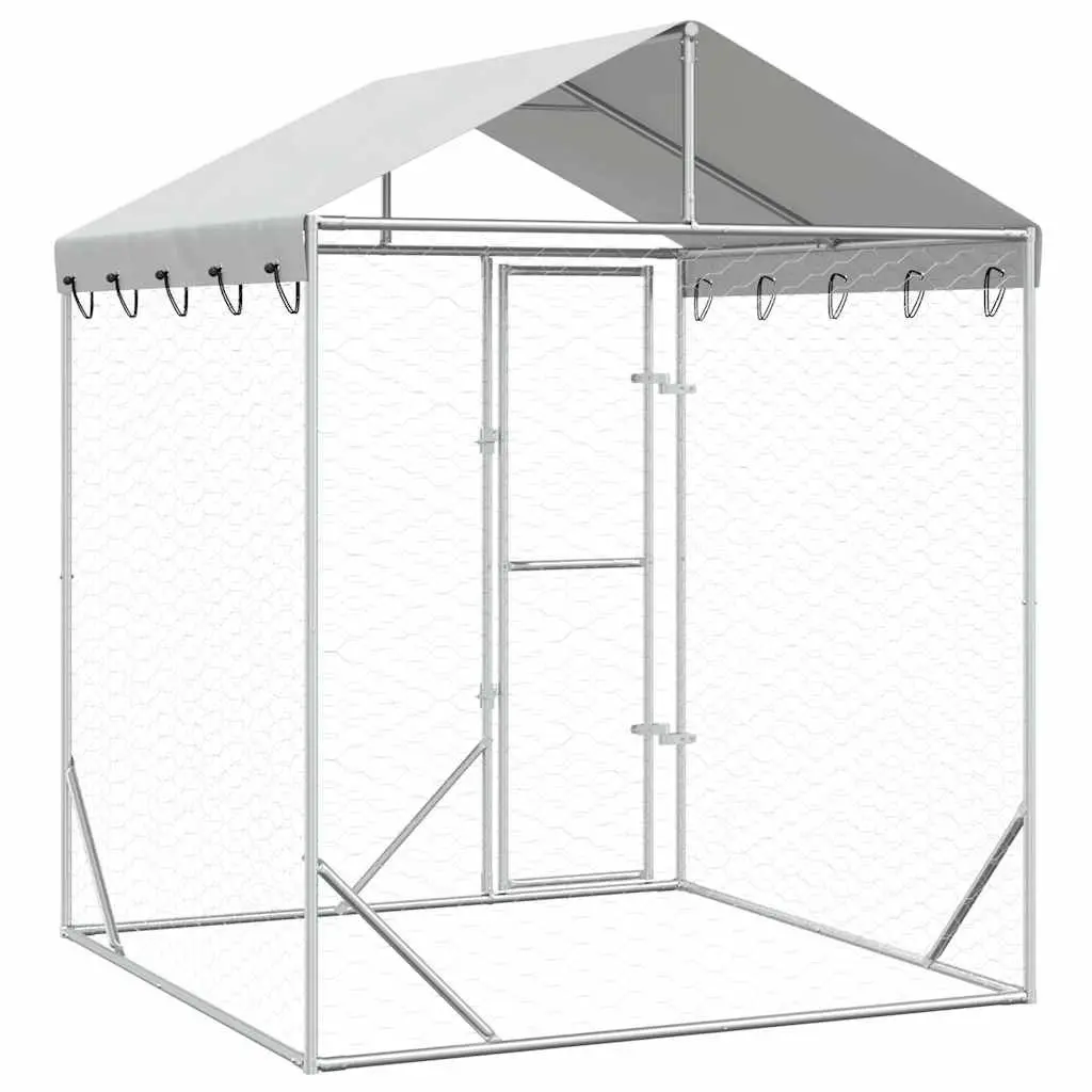 Outdoor Dog Kennel Run Spacious Animal Enclosure 2 x 2 x 2.5 m Silver