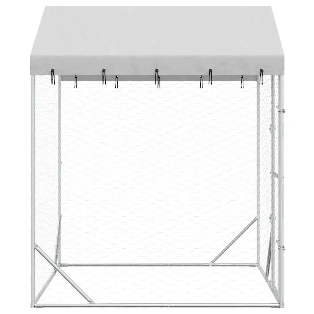 Outdoor Dog Kennel Run Spacious Animal Enclosure 2 x 2 x 2.5 m Silver