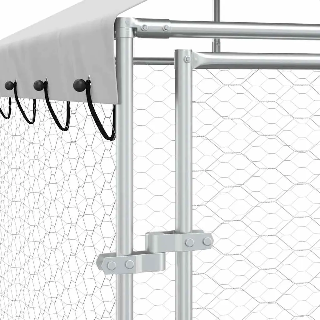 Outdoor Dog Kennel Run Spacious Animal Enclosure 2 x 2 x 2.5 m Silver