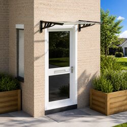 Door Canopy Window Awning Polycarbonate Transparent 122x90cm Porch Shelter