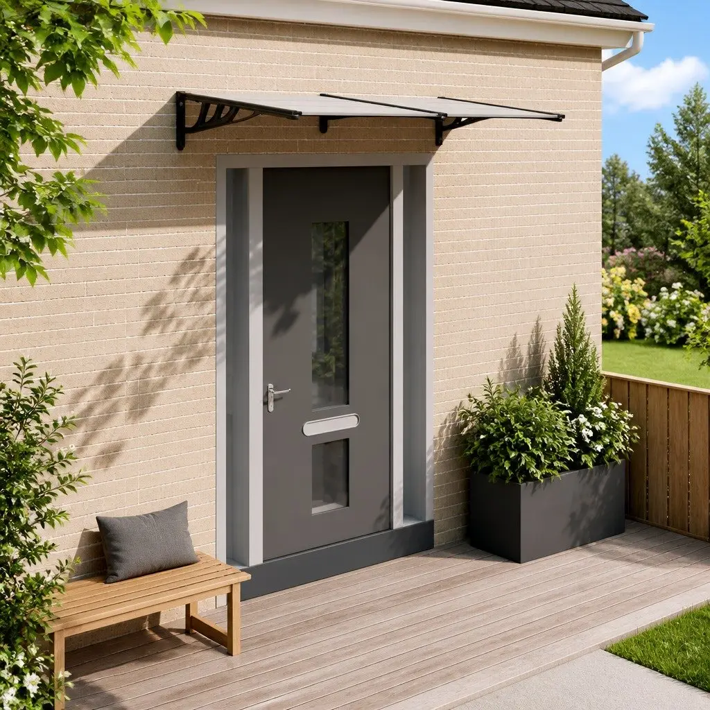 Door Canopy Weather Shield 199x90cm Transparent Polycarbonate