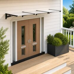 Door Canopy Polycarbonate 358.5x90 cm Black Transparent Weather Shield Porch