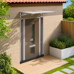 Reliable Grey Transparent Door Canopy 152.5x90 cm