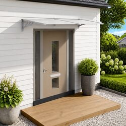 Reliable Grey Transparent Door Canopy Awning for All Seasons 239x90cm
