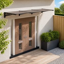 Reliable Black Door Awning Canopy 358.5x90cm
