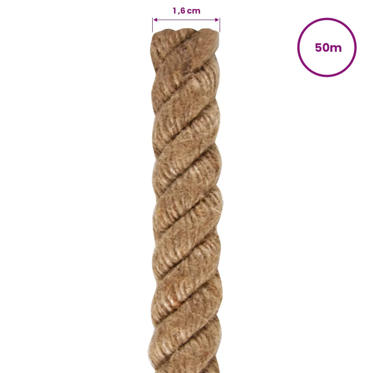 Natural Jute Rope Craft Twine 50m 16mm Brown Braided for Gardening Bundling and Wrapping