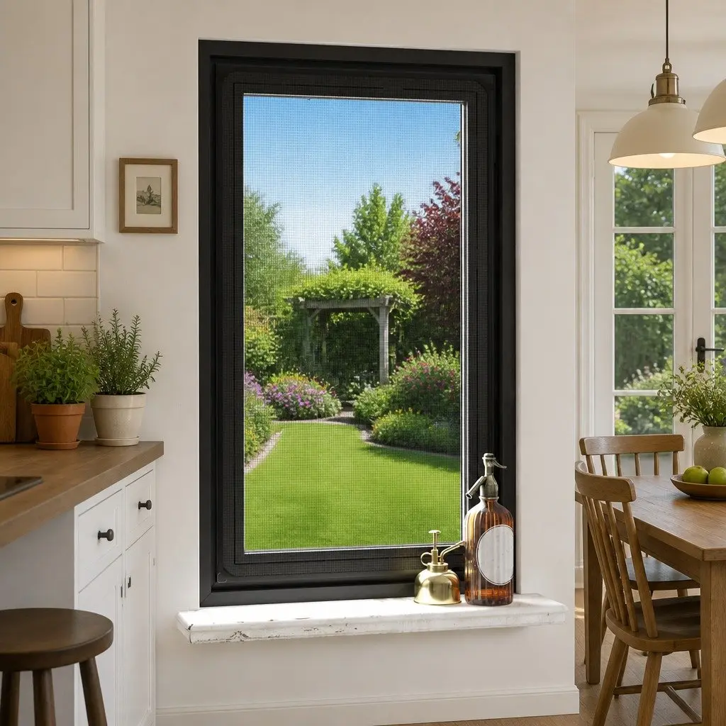 Magnetic Insect Screen Window Easy Installation 80 x 140 cm Anthracite Fibreglass Mesh
