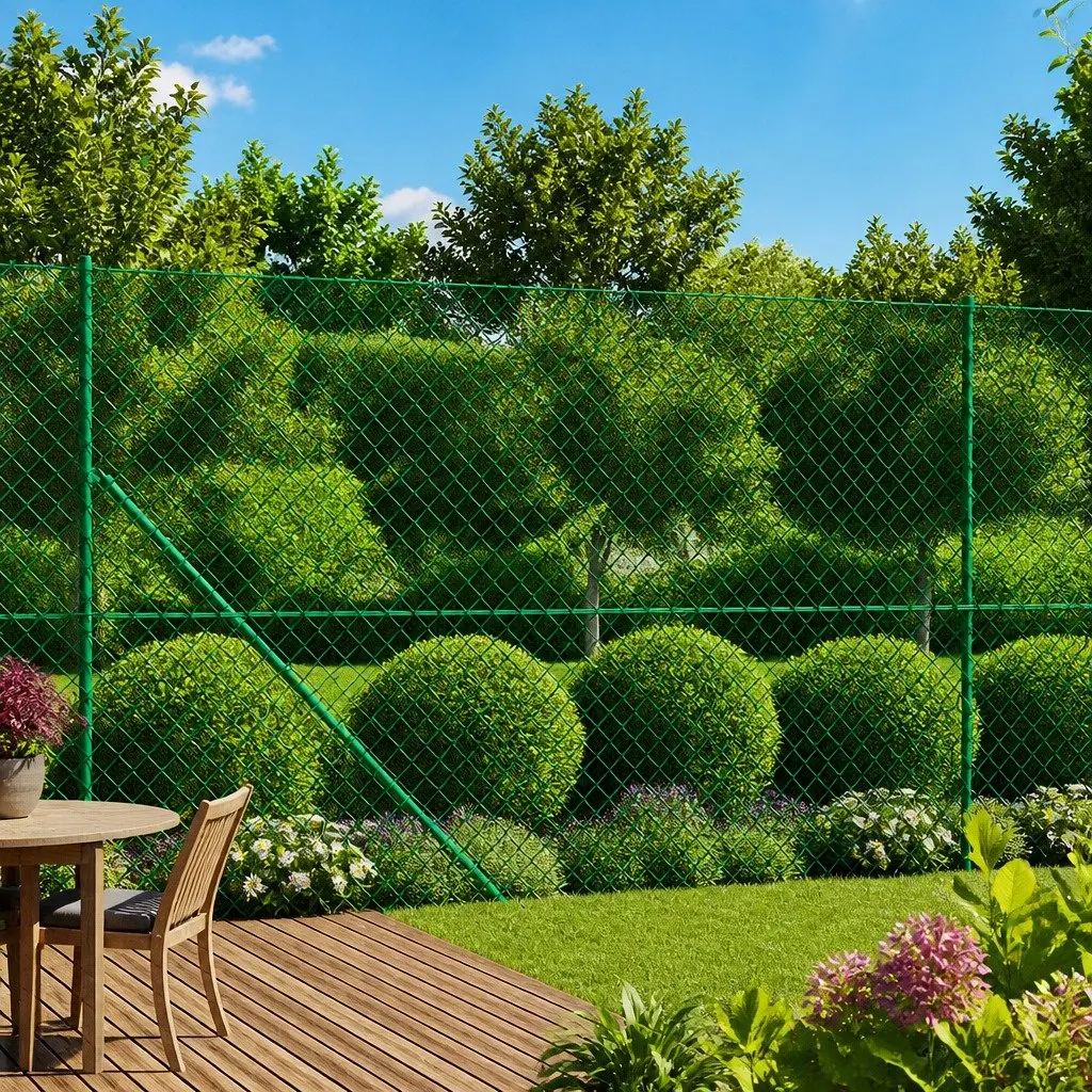 Chain Link Fence Panel Green 1.4 x 10m Garden Barrier Enclosure Mesh