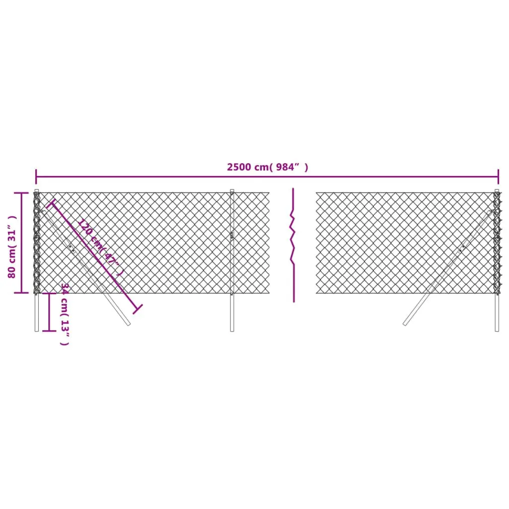 Chain Link Fence Green 0.8m x 25m Durable Wire Mesh Barrier Enclosure Garden Yard