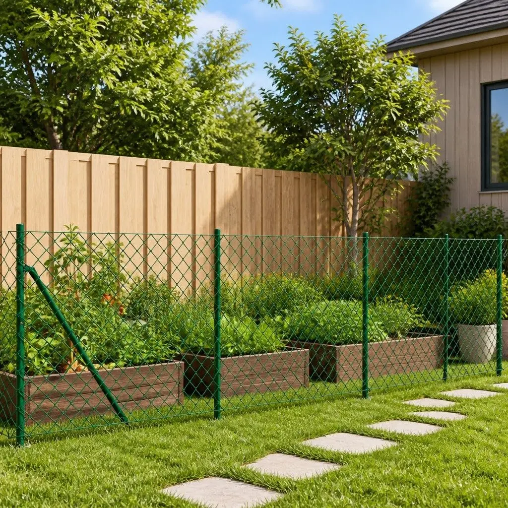 Chain Link Fence Panel Outdoor Barrier 0.8x10m Green