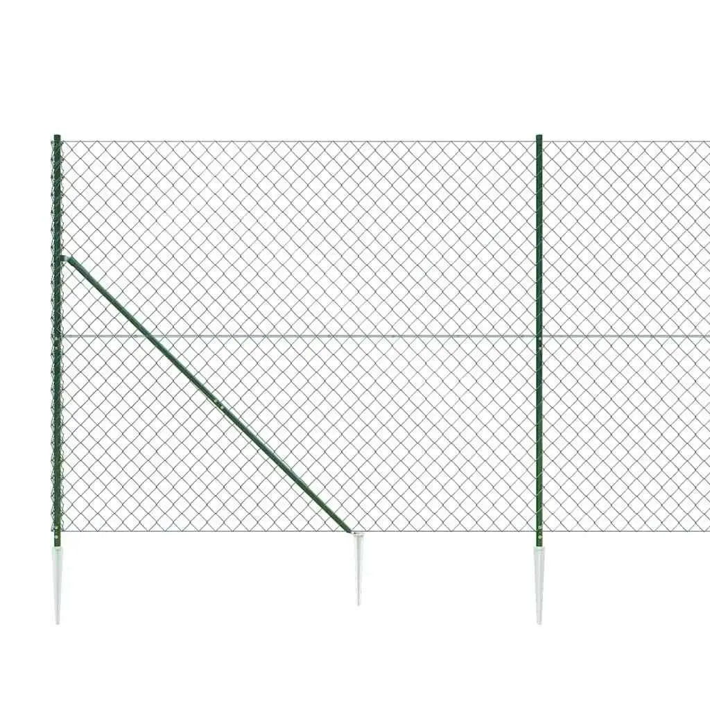 Chain Link Fence Panel Green 1.6x10m Spike Anchors Barrier Enclosure