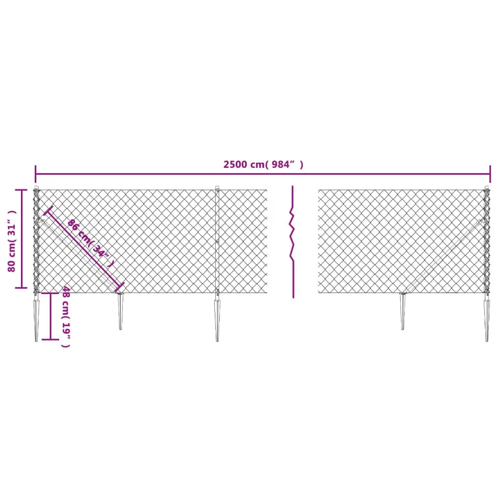 Chain Link Fence Panel Green 0.8x25m Garden Barrier Enclosure