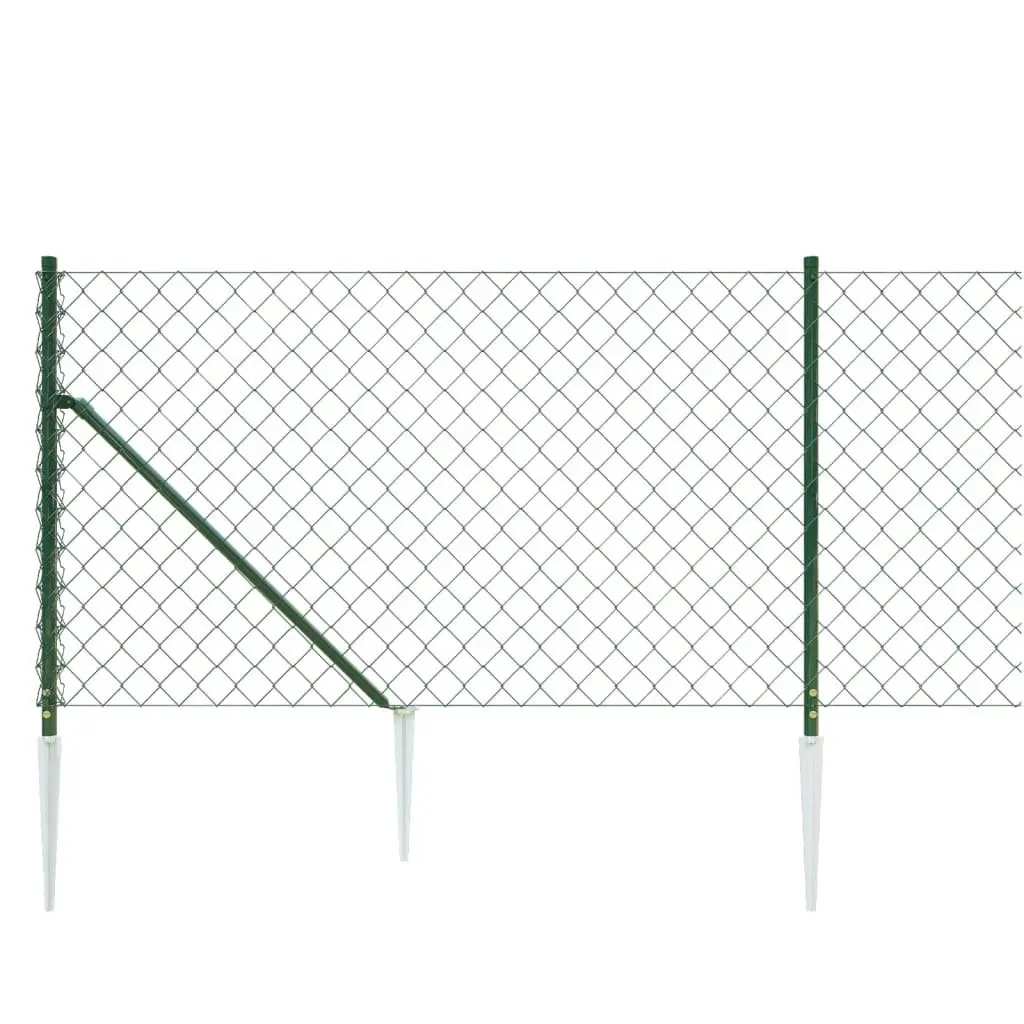 Chain Link Fence Green 1x25 m Outdoor Garden Yard Barrier Panel