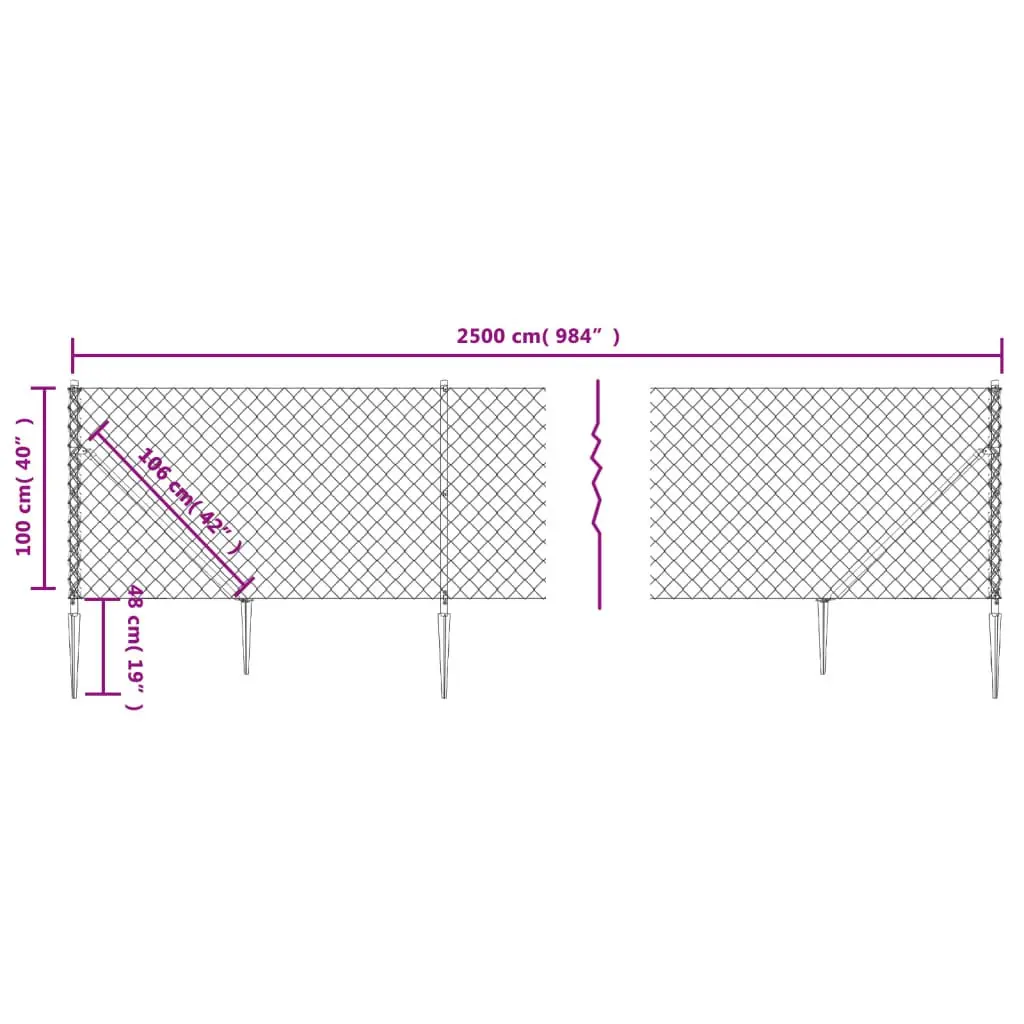 Chain Link Fence Green 1x25 m Outdoor Garden Yard Barrier Panel