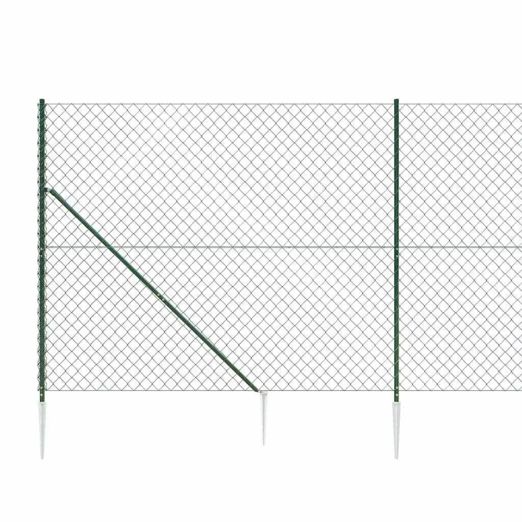 Chain Link Fence Panel Outdoor Garden Barrier 1.4x25m Green