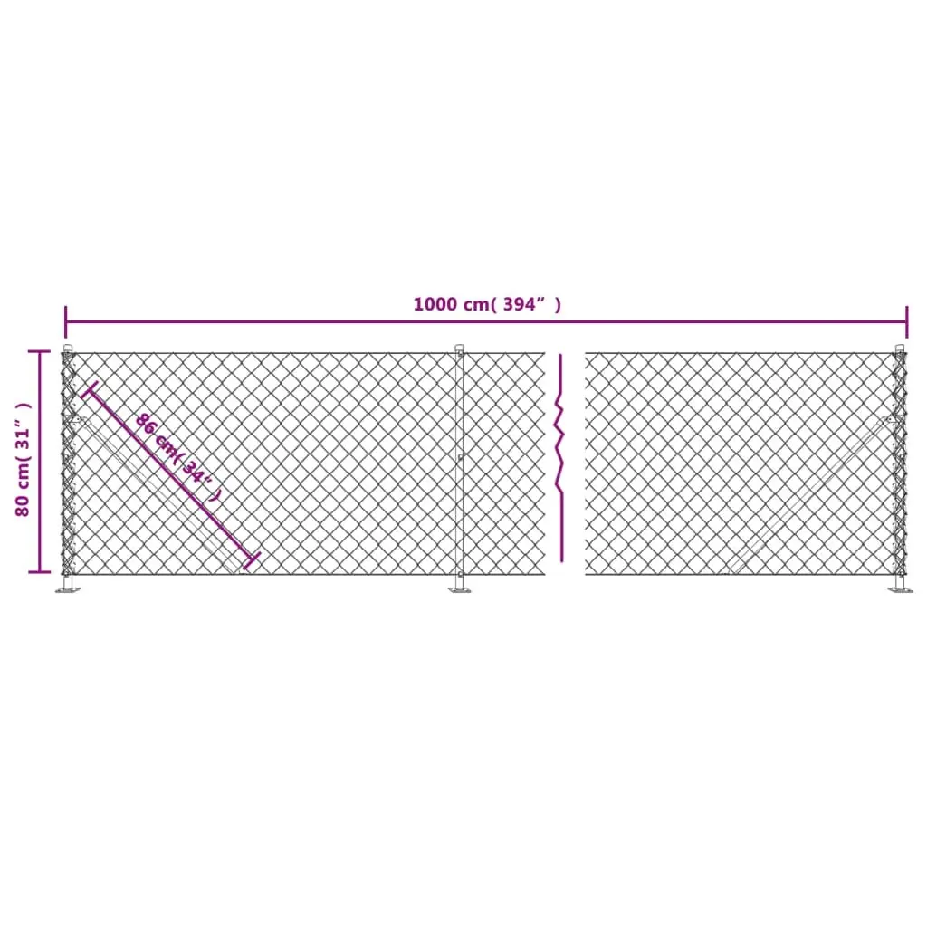 Chain Link Fence Panel Green 0.8 x 10m Barrier Enclosure