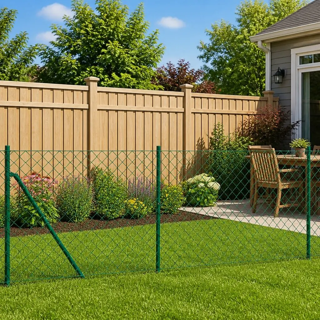 Chain Link Fence Panel Green 1x10m Outdoor Barrier Enclosure