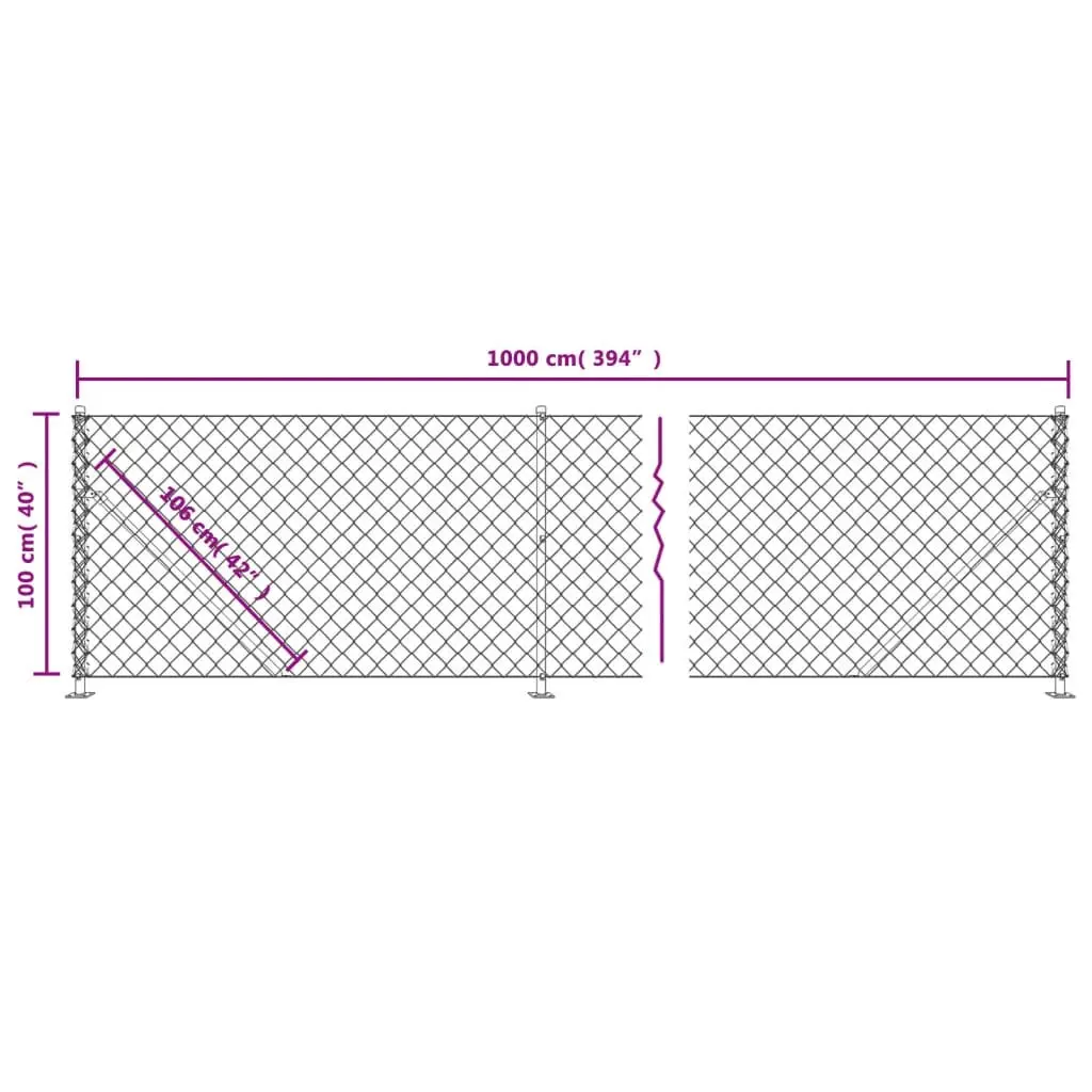 Chain Link Fence Panel Green 1x10m Outdoor Barrier Enclosure