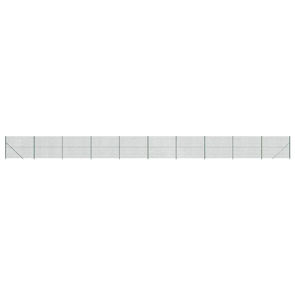 Chain Link Fence Panel Green 1.6 x 25 m Galvanised Steel Mesh Barrier