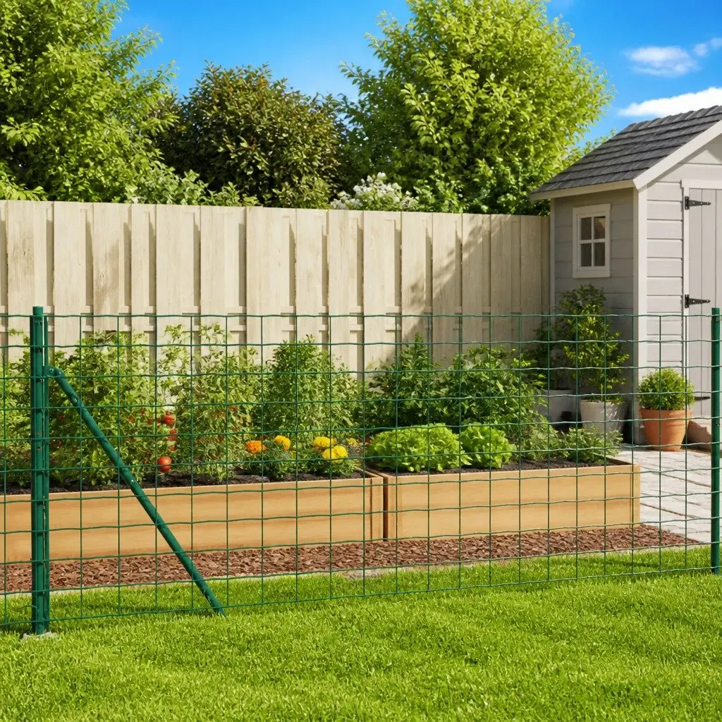 Wire Mesh Fence Panel Garden Barrier 1x25m Green Galvanised Steel Enclosure