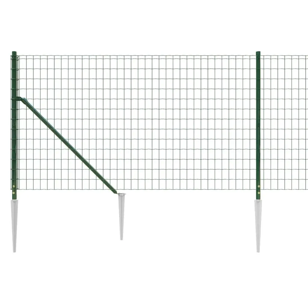 Wire Mesh Fence Garden Barrier 1x25m Green with Spike Anchors