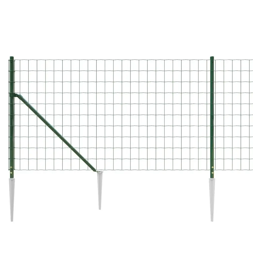 Wire Mesh Fence Panel Green 1.1m Height 25m Length with Spike Anchors