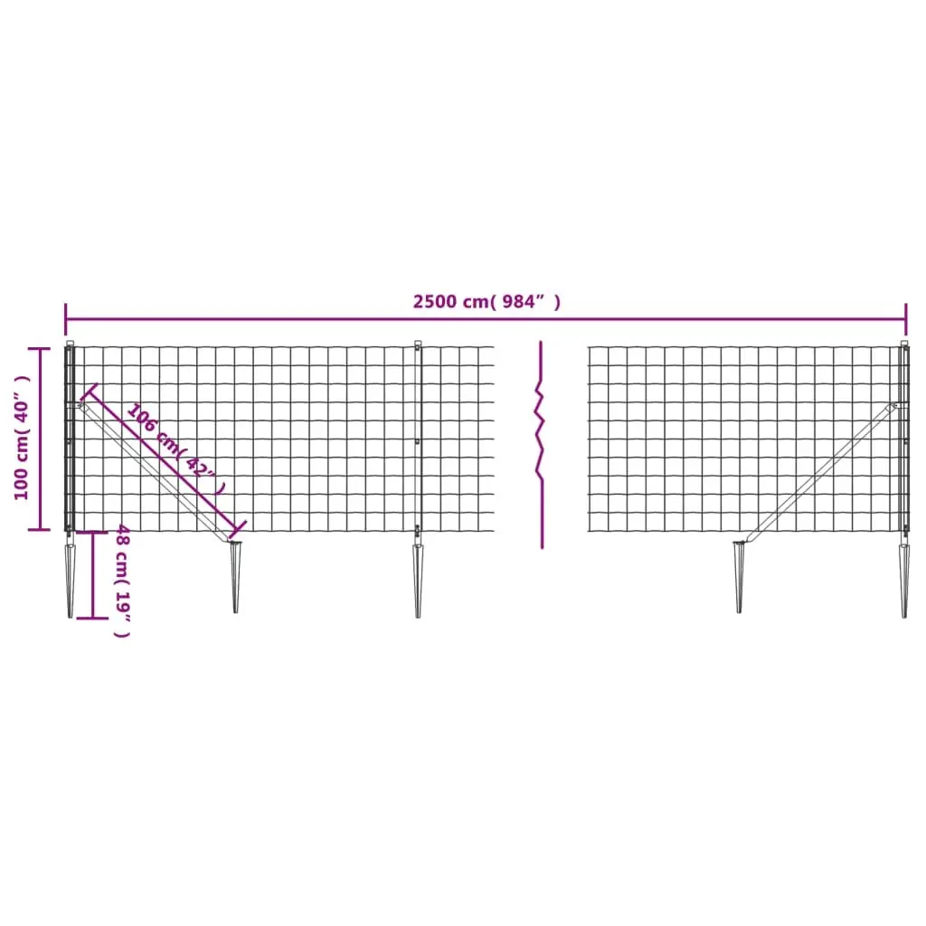 Wire Mesh Fence Garden Barrier 1x25m Green