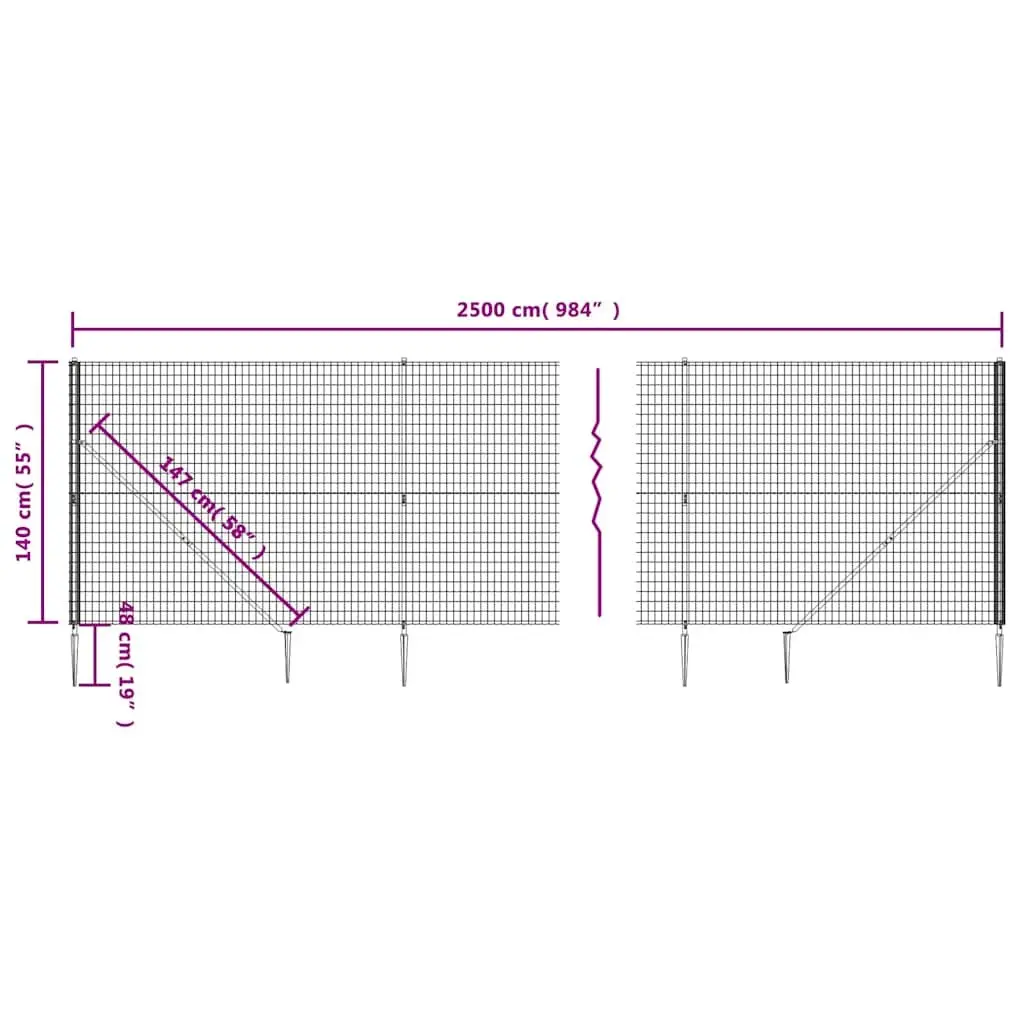 Wire Mesh Fence Panel Garden Barrier 1.4m x 25m Anthracite
