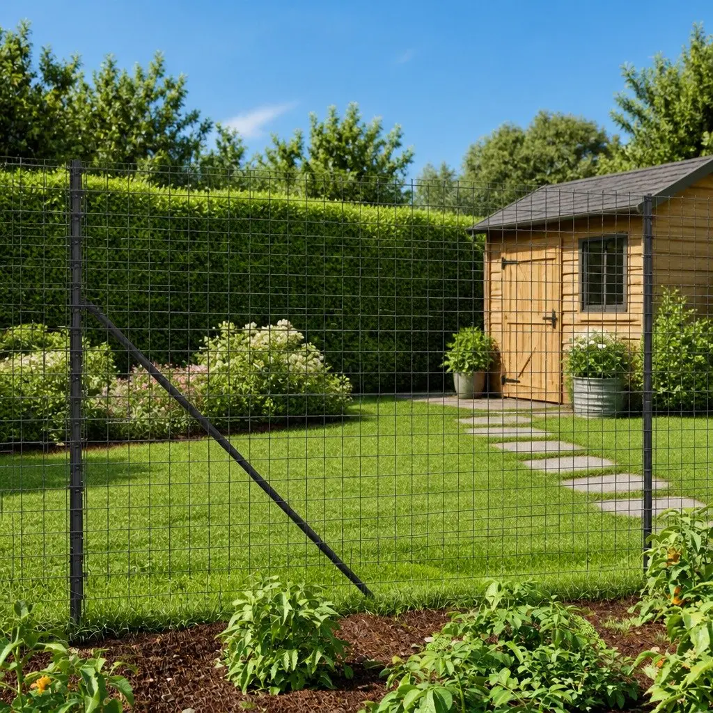 Wire Mesh Fence Panel Outdoor Garden Barrier 1.4x25m Anthracite