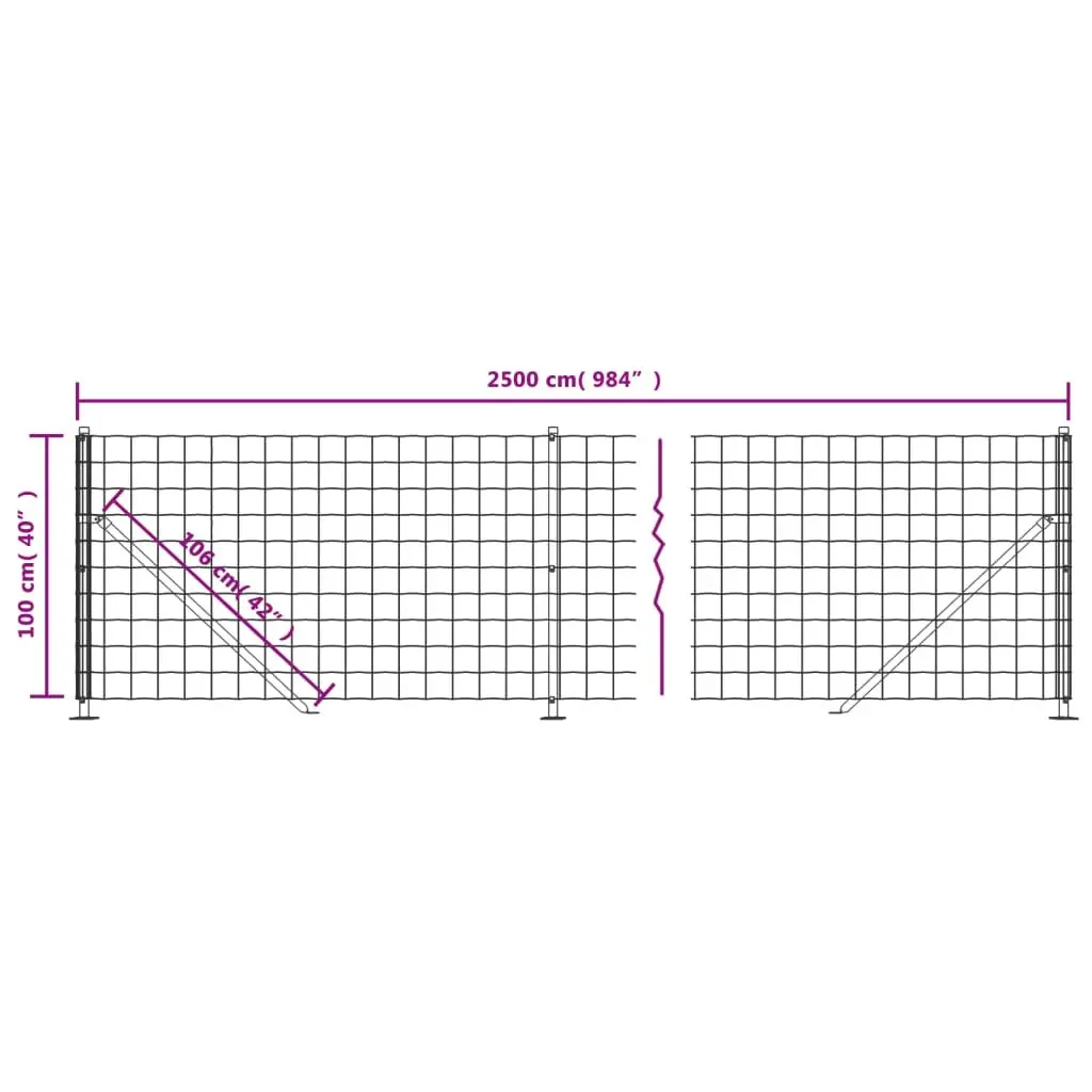 Wire Mesh Fence Panel with Flange Garden Barrier 1x25m Anthracite