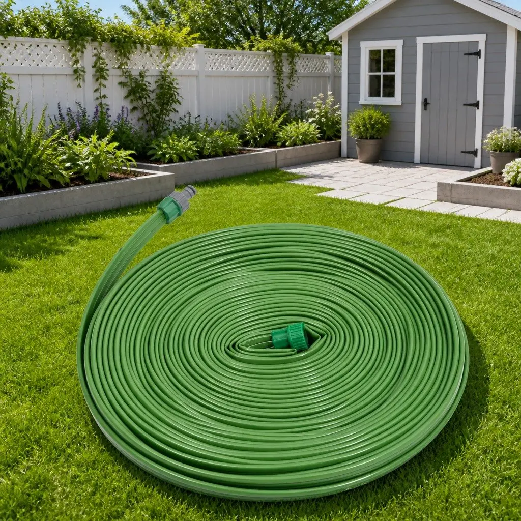 3-Tube Sprinkler Hose Garden Watering 15m Green PVC Flexible Hose