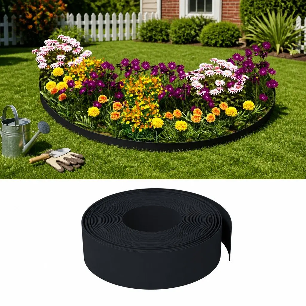 Garden Edging Flexible Lawn Border 10m Black