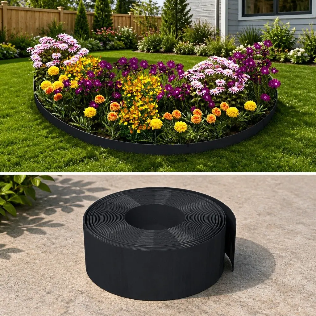 Garden Edging Flexible Lawn Border 10m Black Path Edging Barrier