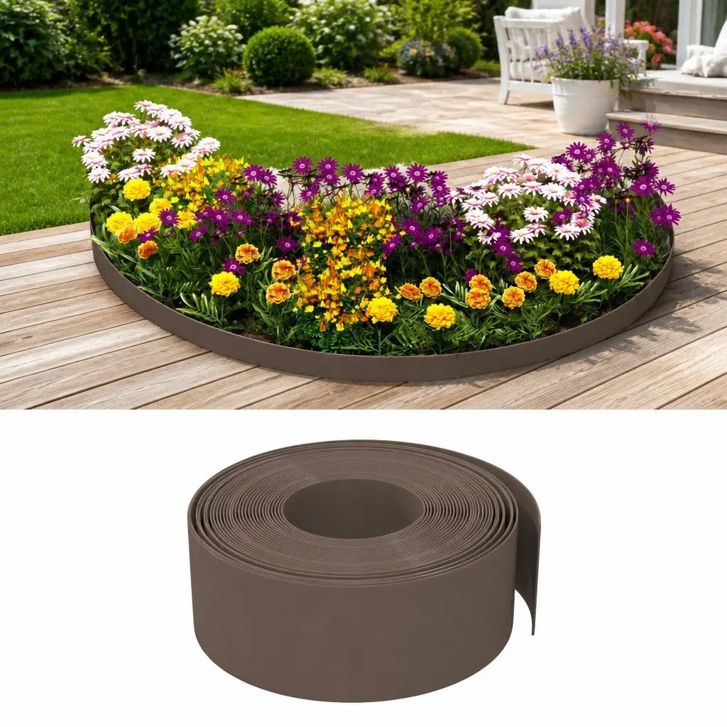 Garden Edging Border Flexible Lawn Edge 10m Brown
