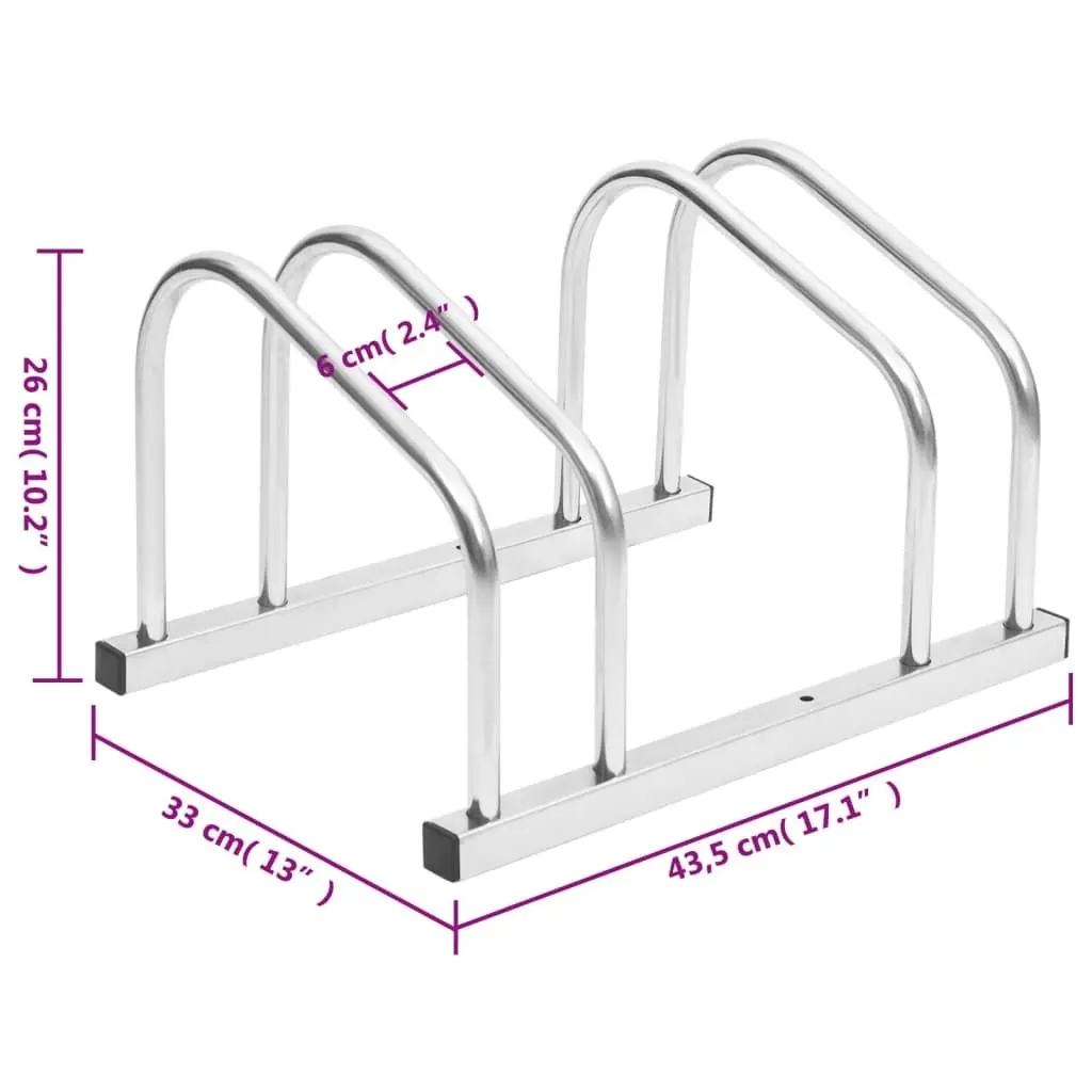 Bike Rack for 2 Bicycles Galvanised Steel Ground Storage Stand Garage Garden