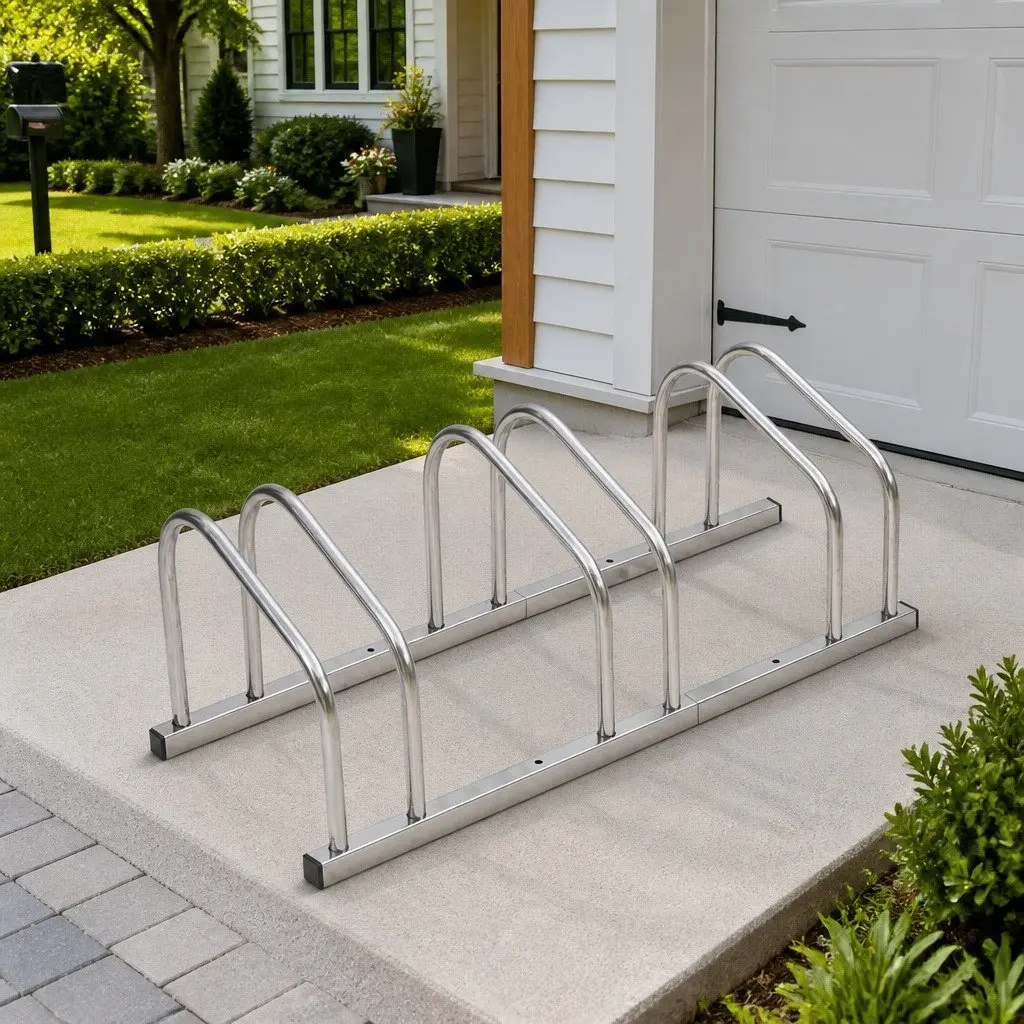 3-Bike Galvanised Steel Rack for Outdoor Use