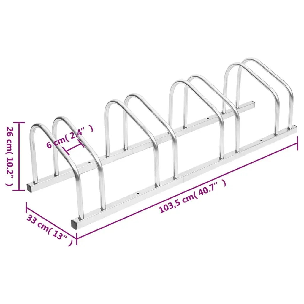 Bike Rack Steel Stand Bicycle Storage 4 Bikes Silver