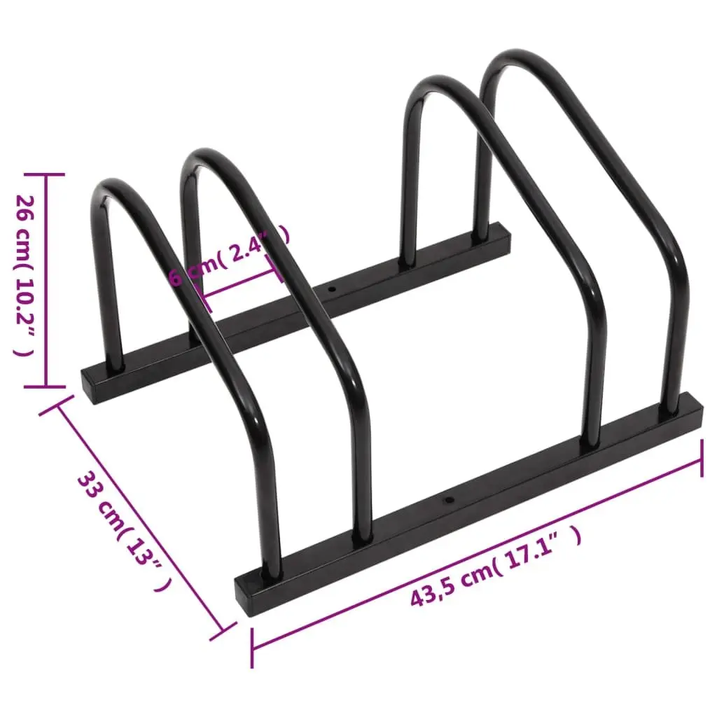 Bike Rack Steel Bicycle Stand Floor Parking Storage Organiser for 2 Bikes Black