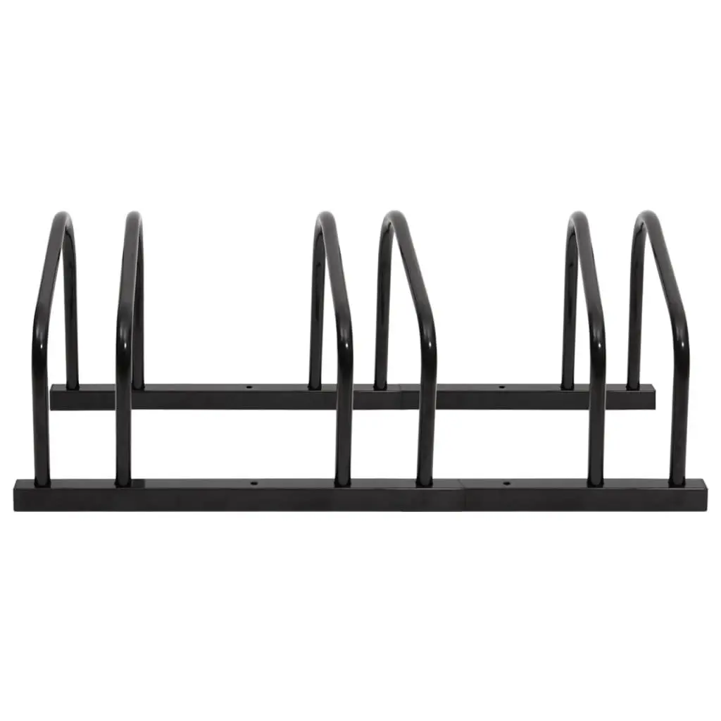 Bike Rack for 3 Bicycles Floor Stand Storage Black Steel