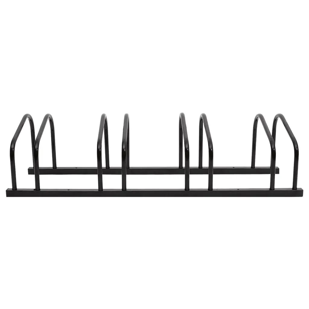 Bicycle Rack 4 Bikes Floor Parking Black Steel Storage