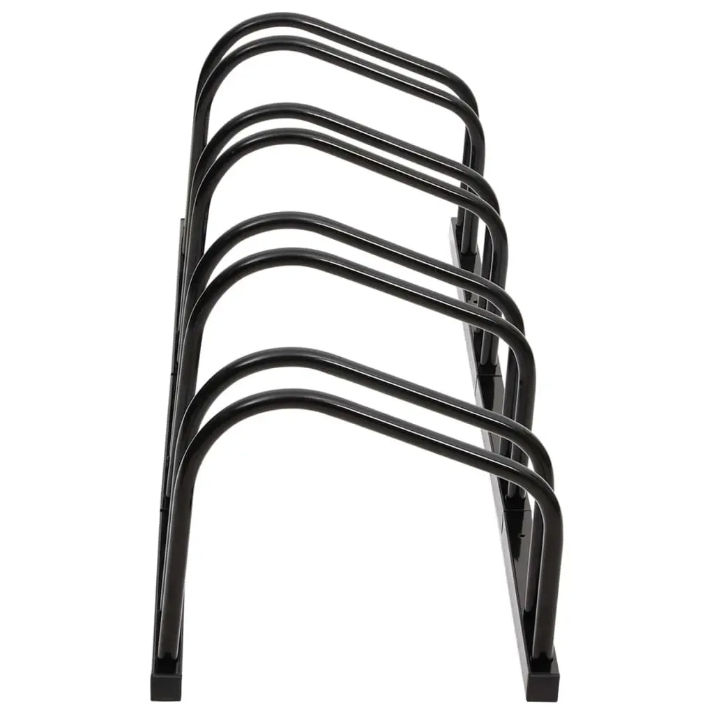 Bicycle Rack 4 Bikes Floor Parking Black Steel Storage