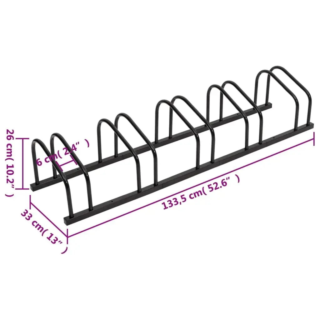 Bike Rack for 5 Bikes Floor Standing Storage Black Steel
