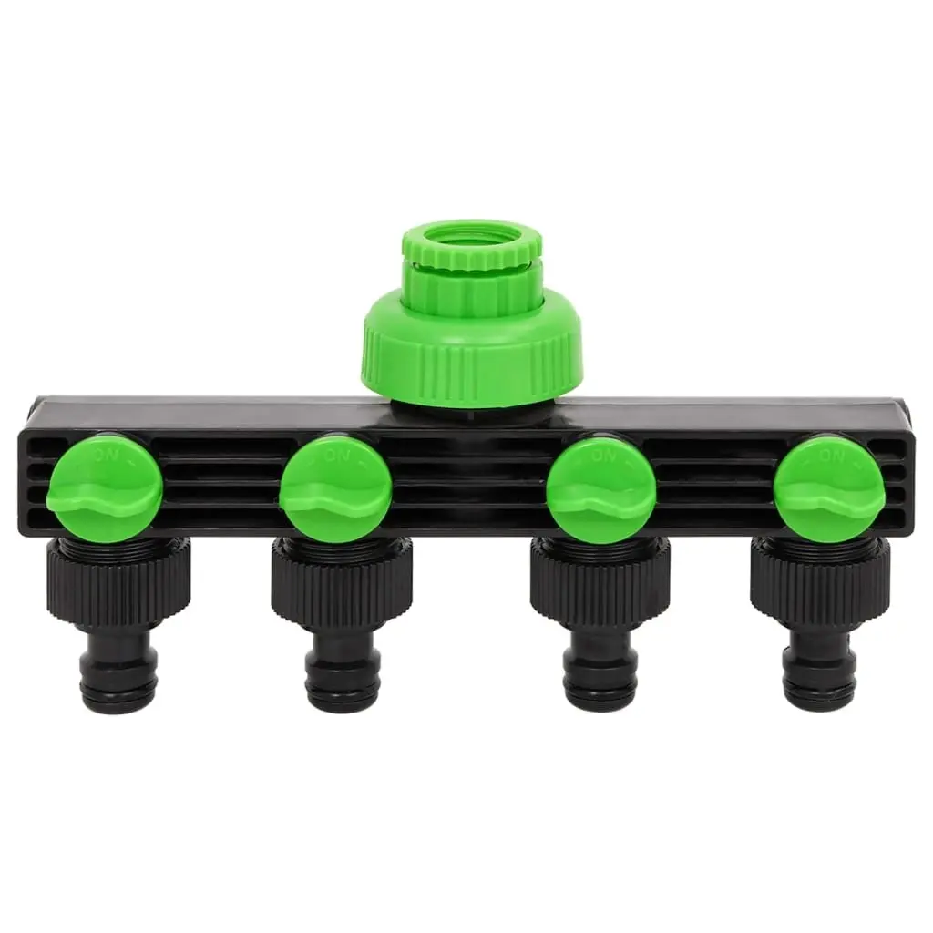 Garden Hose Splitter 4 Way Watering Connector Green 19.5 x 6 x 11 cm