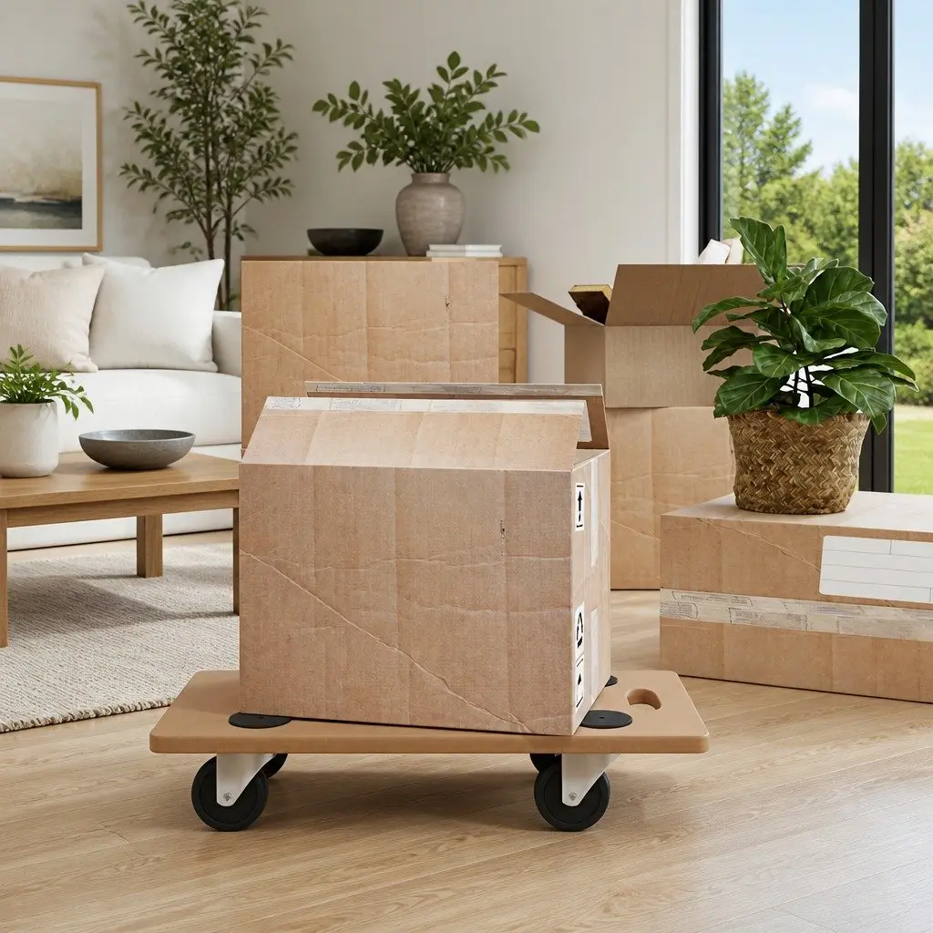 Dolly Trolleys 2 Piece Rectangular Moving Platform Furniture Transport Brown